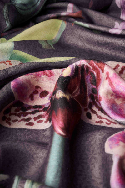 Exotic Evening Luxury Print Scarf - Ink