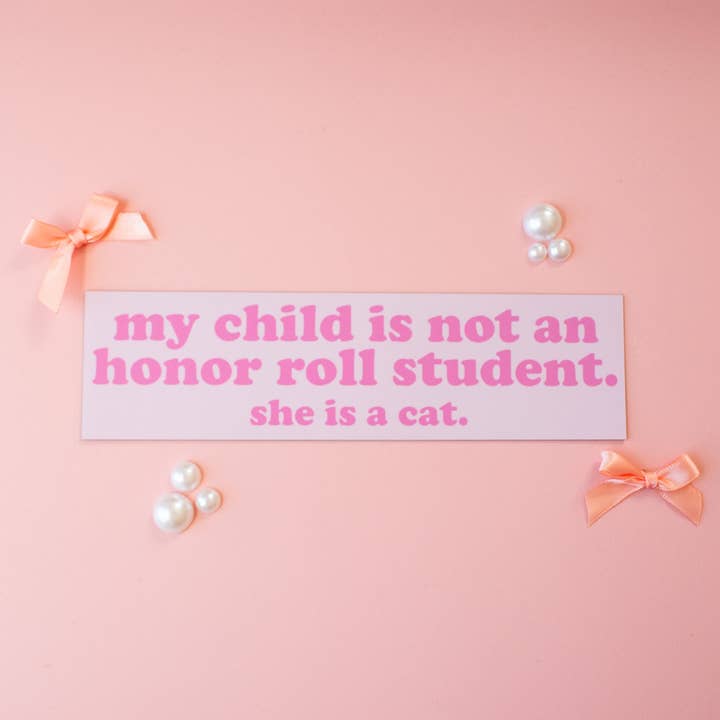 Honor Roll Cat Car Magnet - Pink