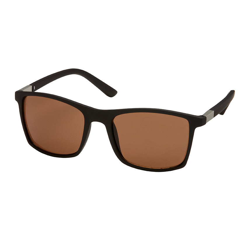 805 Wrap Sunglasses - Black With Brown Lenses