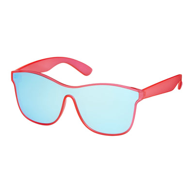 Shield Collection - Wrap Mirror Color Lens Sunglasses