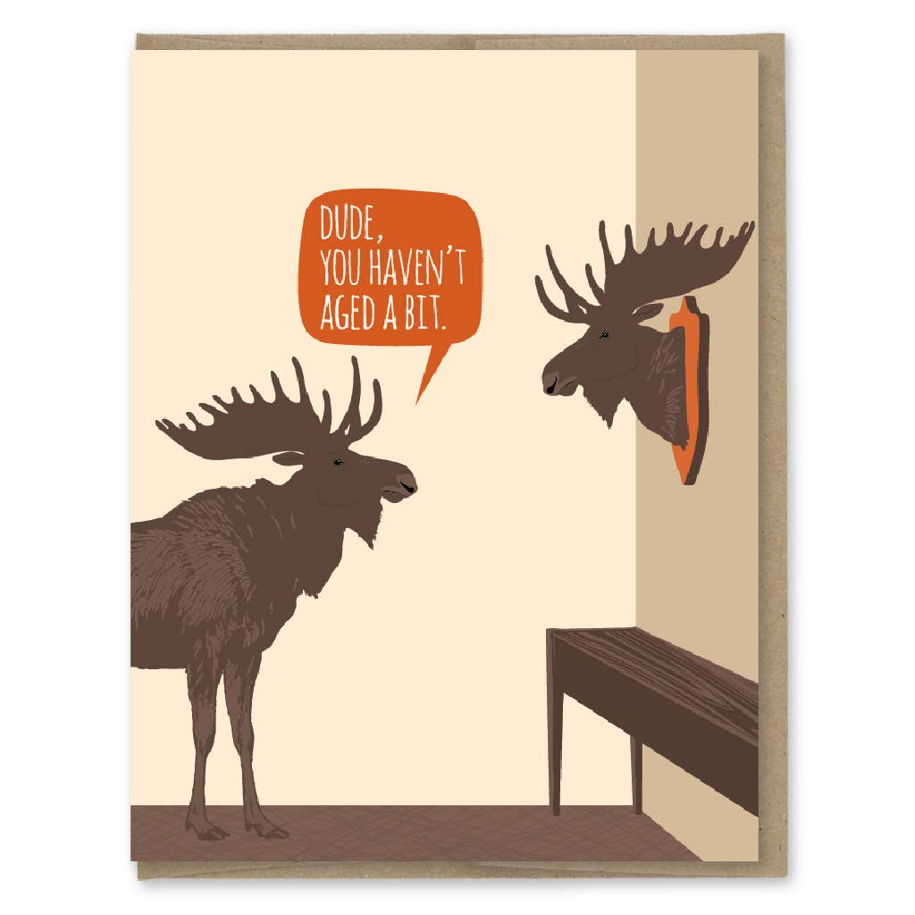 Aged Moose Trophy Birthday Card