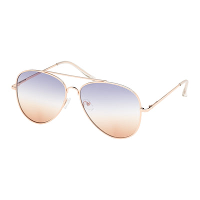 Weekend Collection - Gold Aviator Gradient Color Lens Sunglasses