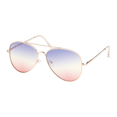 Weekend Collection - Gold Aviator Gradient Color Lens Sunglasses