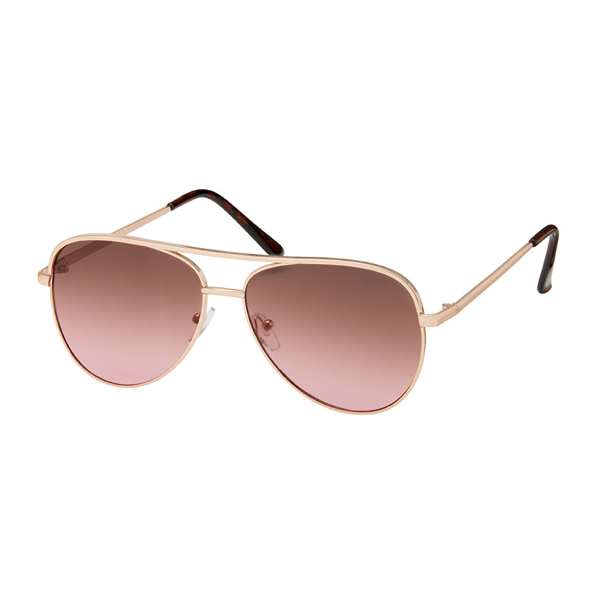 Jade Designer Aviator Sunglasses - Gold With Rose Lenses