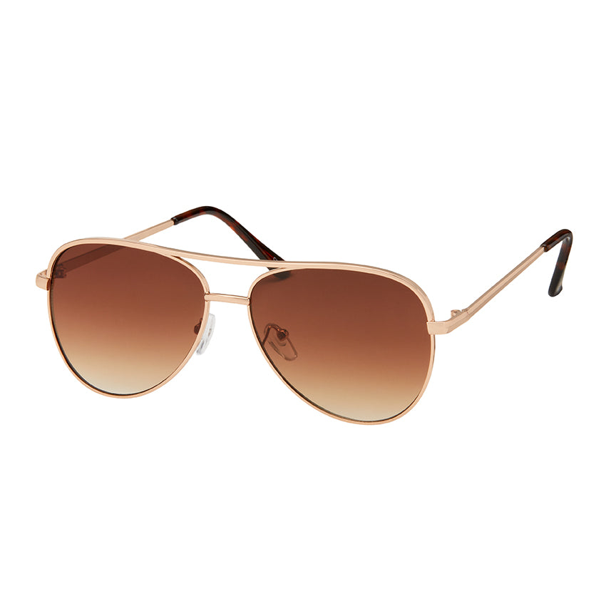 Jade Designer Aviator Sunglasses - Gold With Brown Lenses