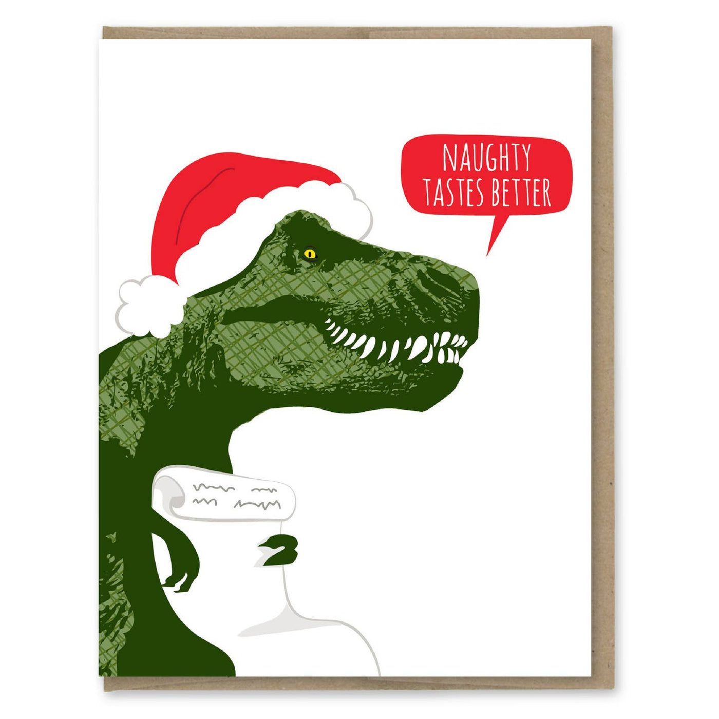 Naughty Taste Better T-Rex Holiday Card