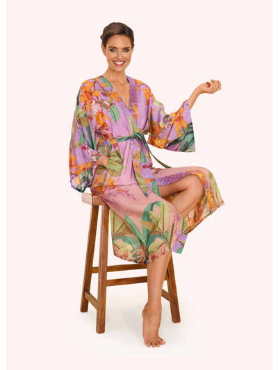 Botany Bliss Kimono Gown - Lavender