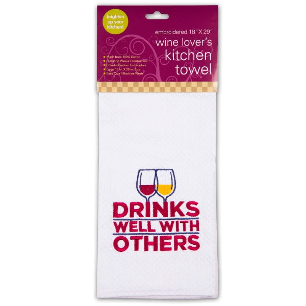 Drinks Well Embroidered Tea Towel