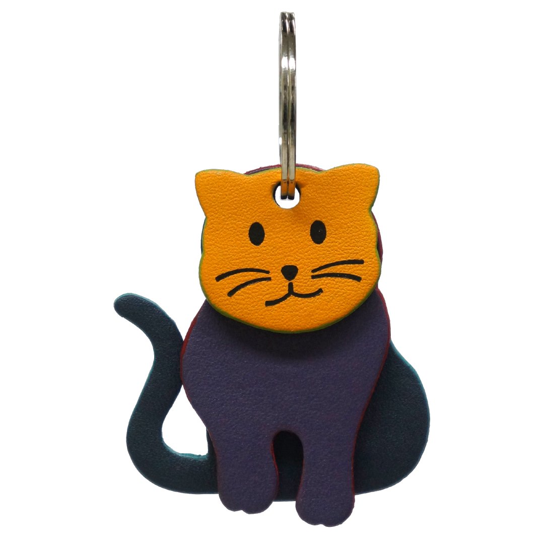 Cat Keyring - Orange/Purple/Navy