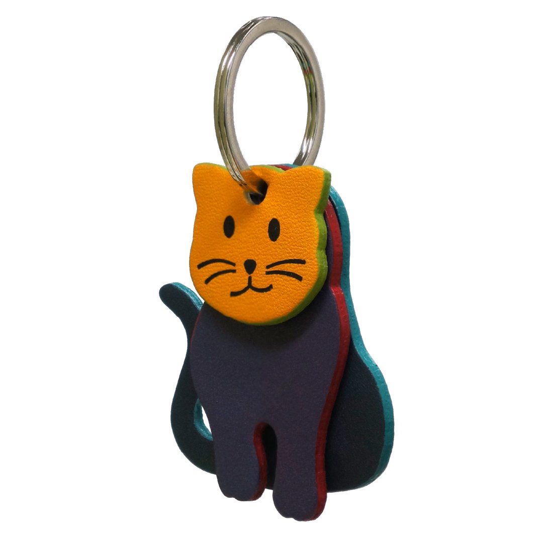 Cat Keyring - Orange/Purple/Navy