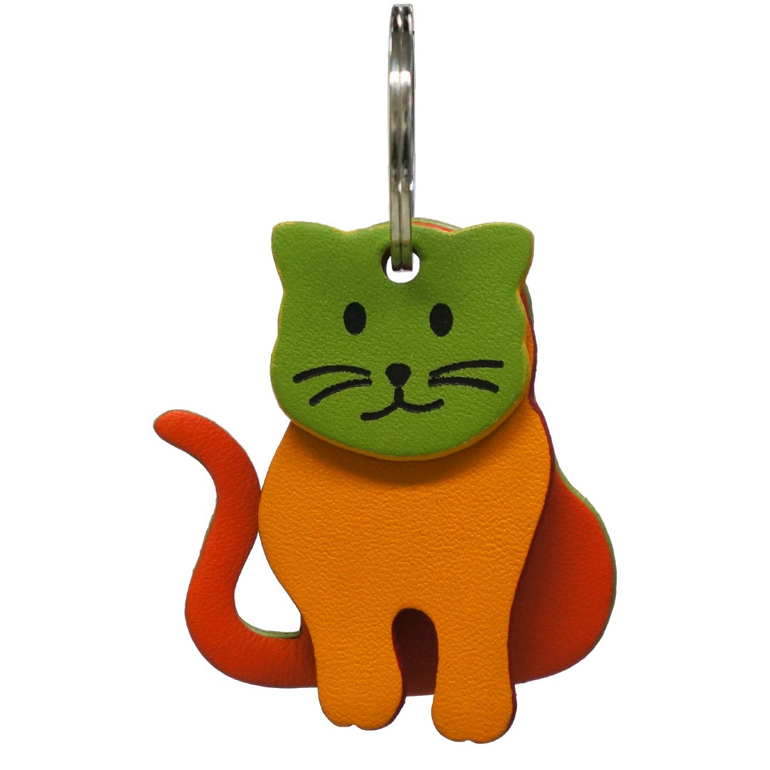 Cat Keyring - Green/Orange