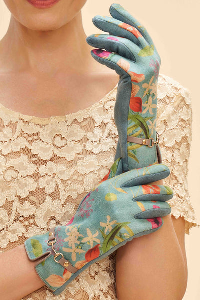 Hummingbird At Dusk Kylie Faux Suede Gloves