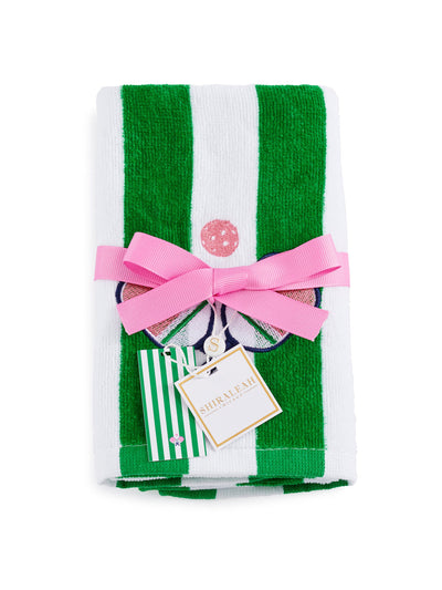 Pickleball Paddles Stripe Pickleball Towel - Green
