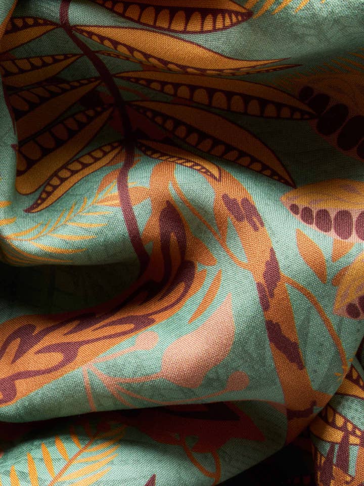 Patterned Palms Beach Cover Up - Blue