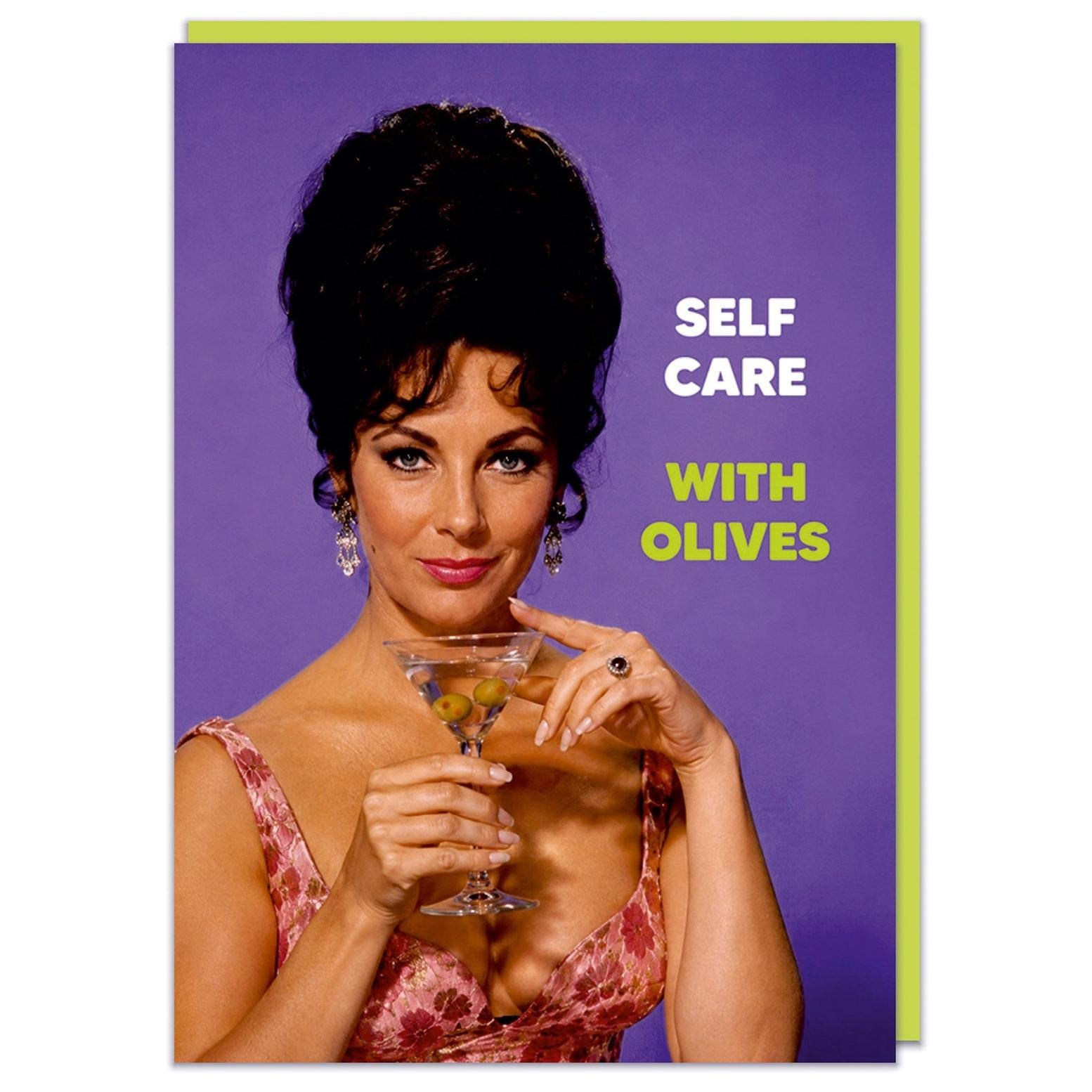 Self Care With Olives Greeting Card - Just Fabulous Palm Springs