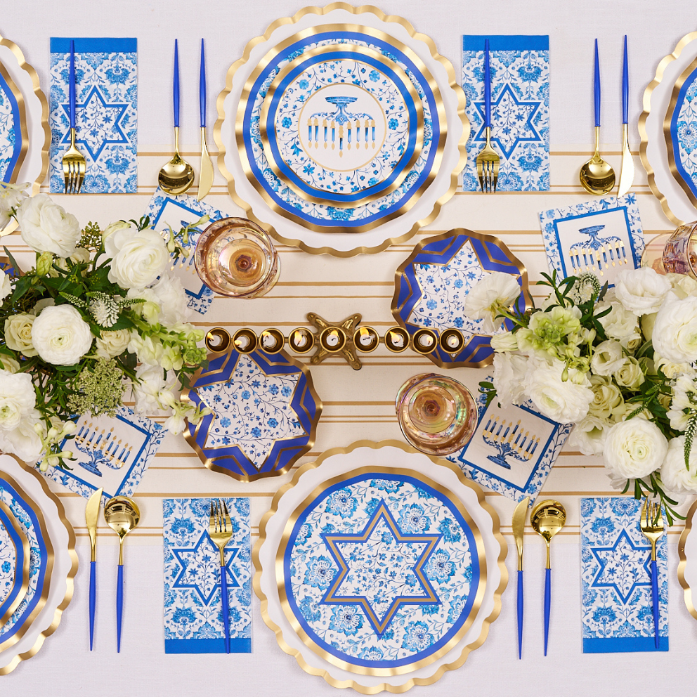 Hanukkah Toile Dinner Plates - 8 Pack