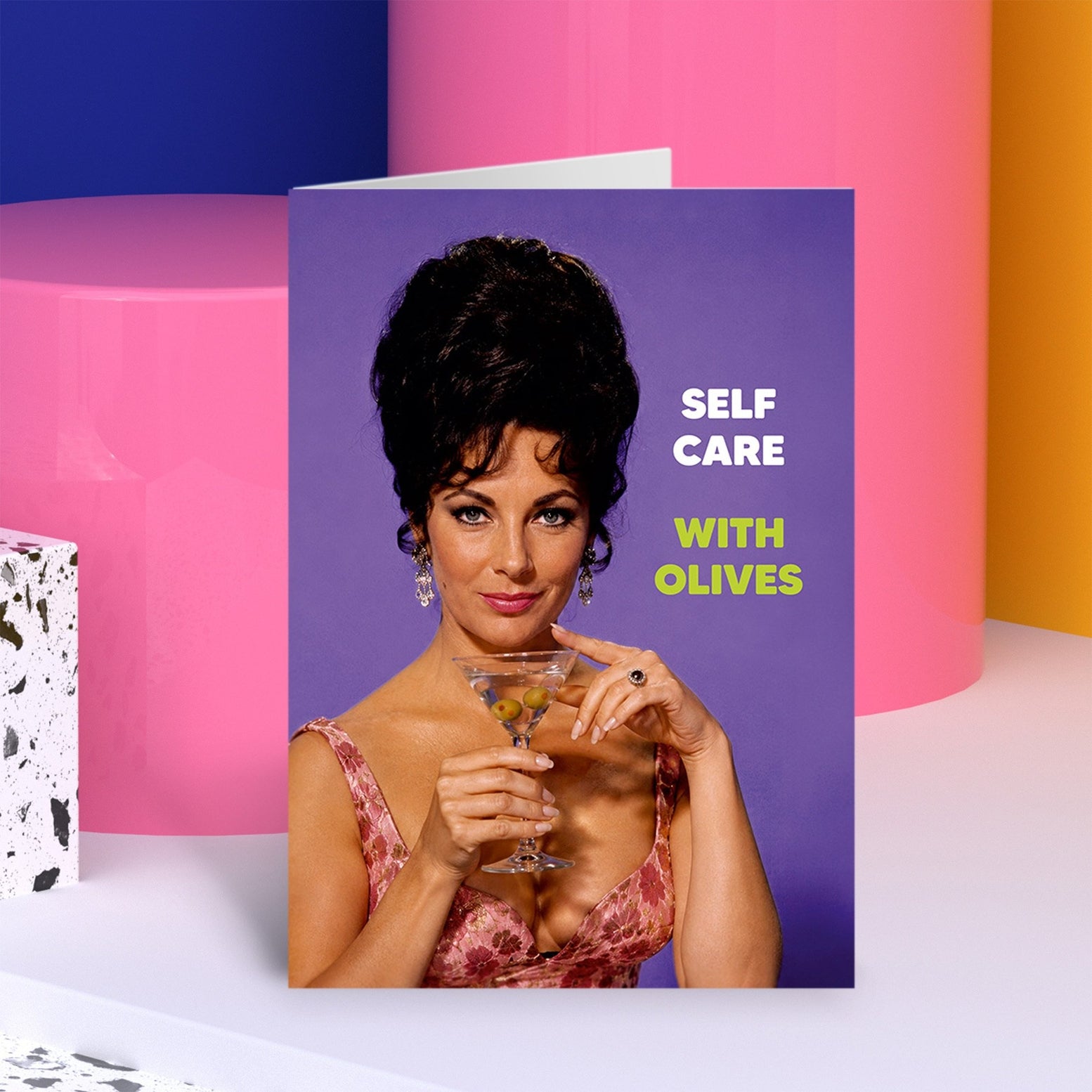 Self Care With Olives Greeting Card - Just Fabulous Palm Springs
