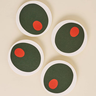 Pimento Olive Coasters Set - Set Of 4