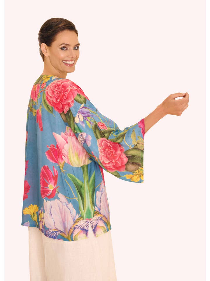 Floral Study Kimono Jacket - Denim