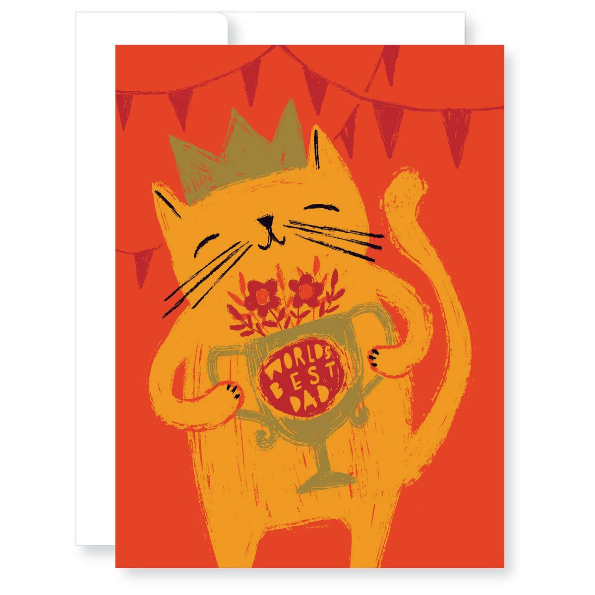 Best Dad Cat With Trophy Father's Day Greeting Card - Just Fabulous Palm Springs