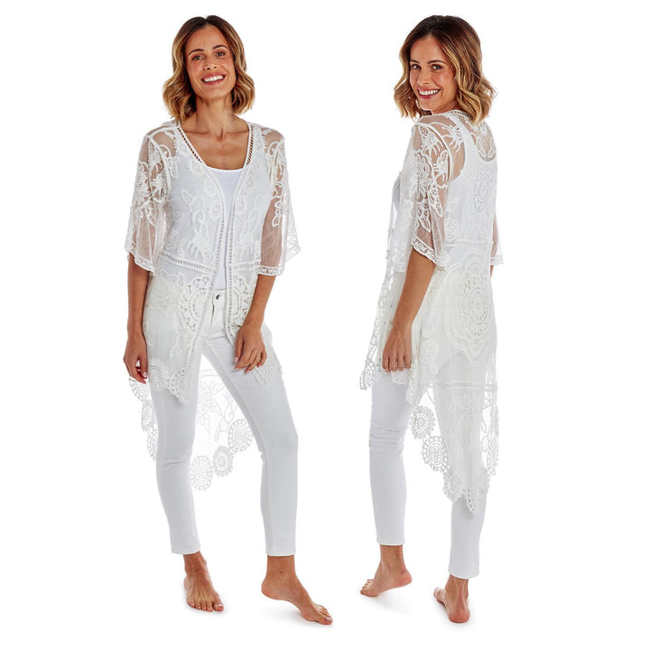 Beyond Boho High-Low Crochet & Lace Kimono