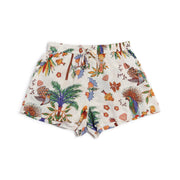 Magic India Print White Drawstring Shorts