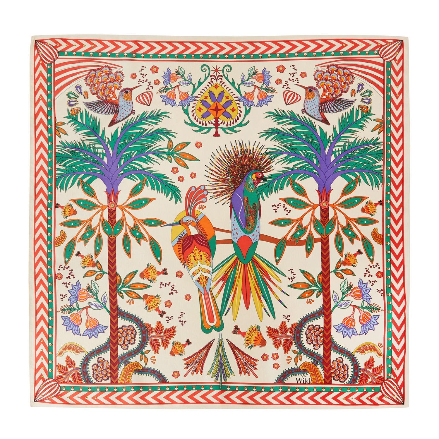 Magic India Print Beige Mini Square Scarf