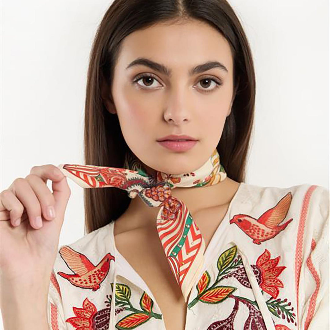 Magic India Print Beige Mini Square Scarf