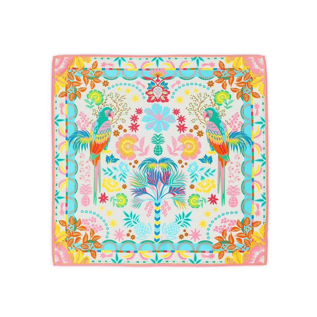 Babouchka Blanc Print Mini Square Scarf - Just Fabulous Palm Springs