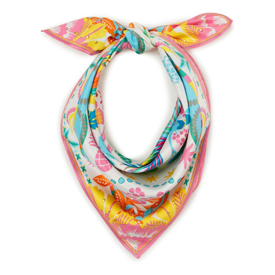 Babouchka Blanc Print Mini Square Scarf - Just Fabulous Palm Springs