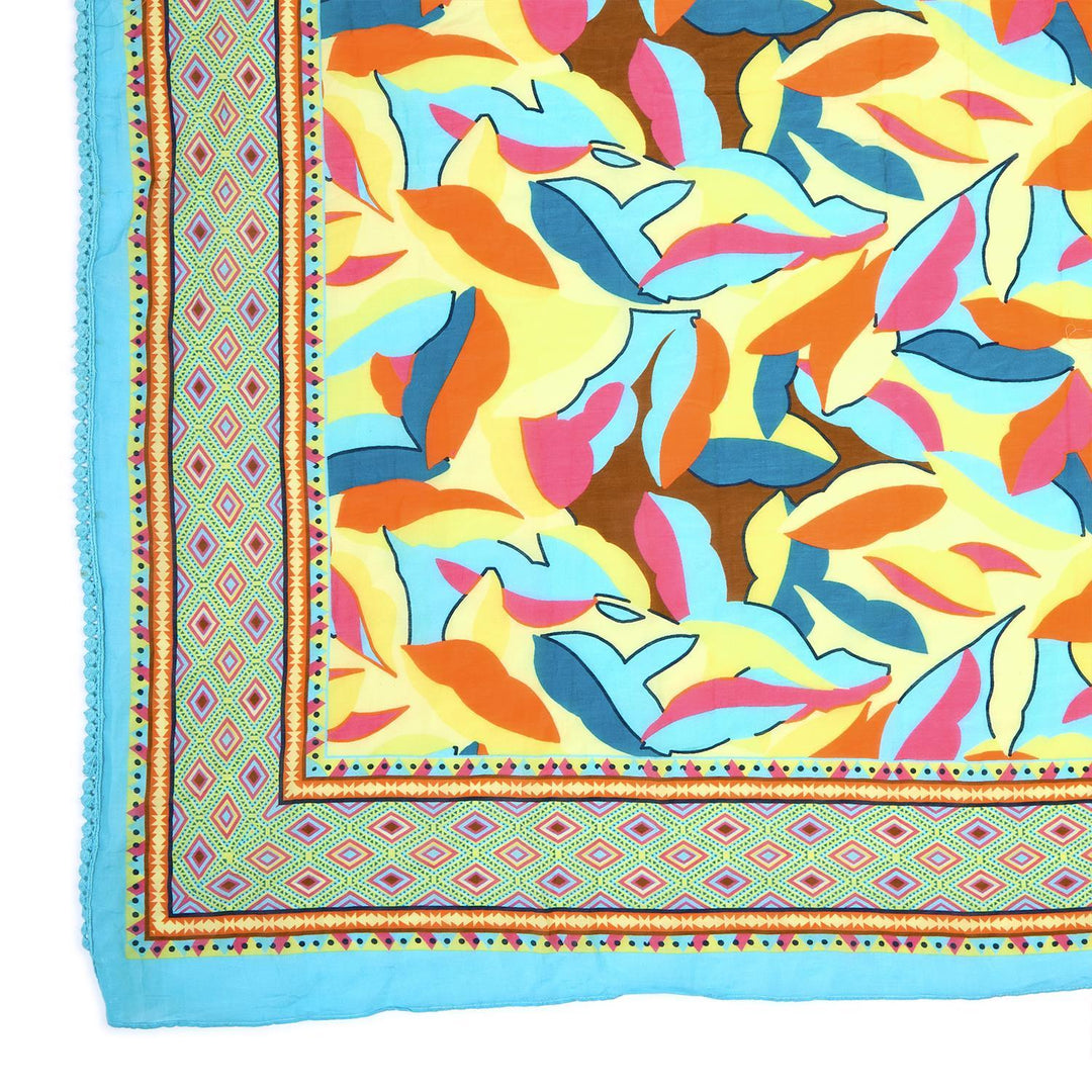 Confetti Wrap Colorful Mosaic Scarf - Blue