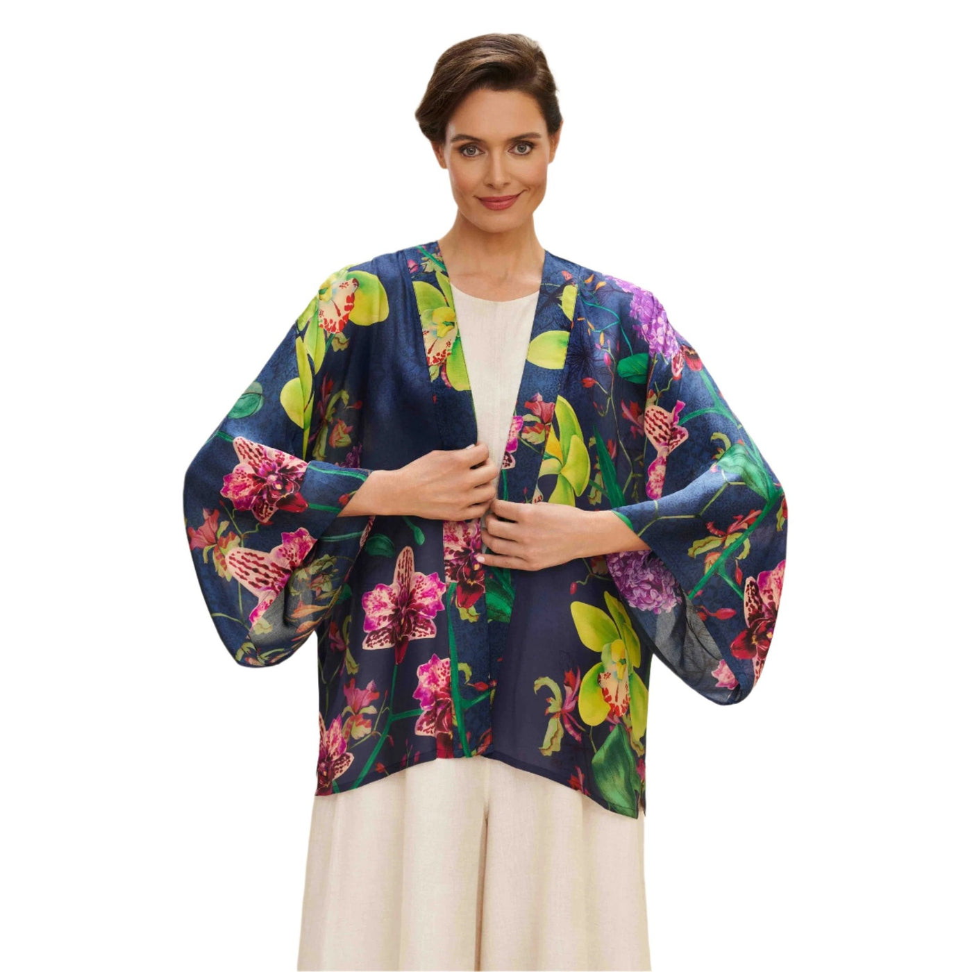 Exotic Evening Kimono Jacket - Ink