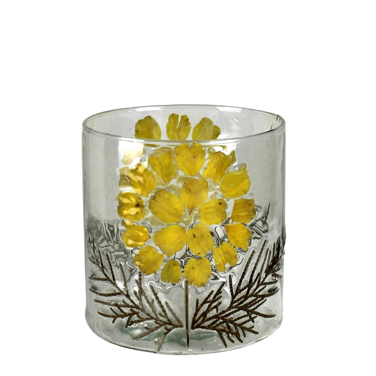Yellow Daisy Enamel Hurricane Glass