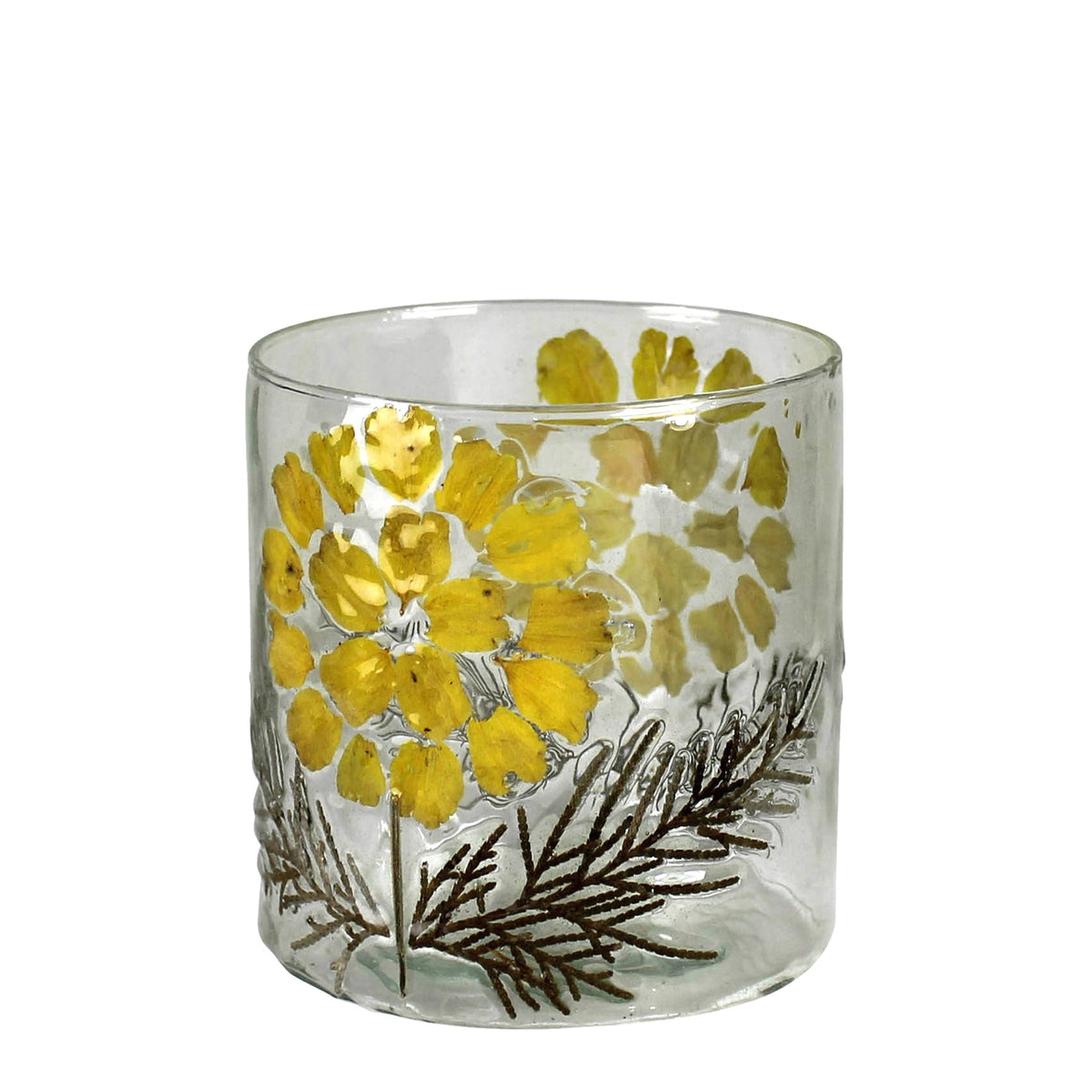 Yellow Daisy Enamel Hurricane Glass