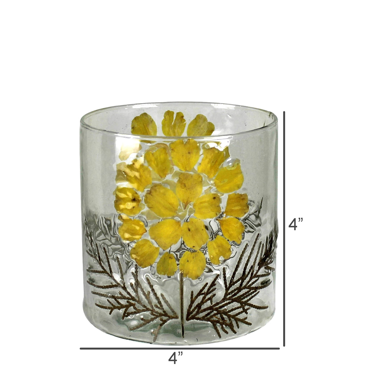 Yellow Daisy Enamel Hurricane Glass