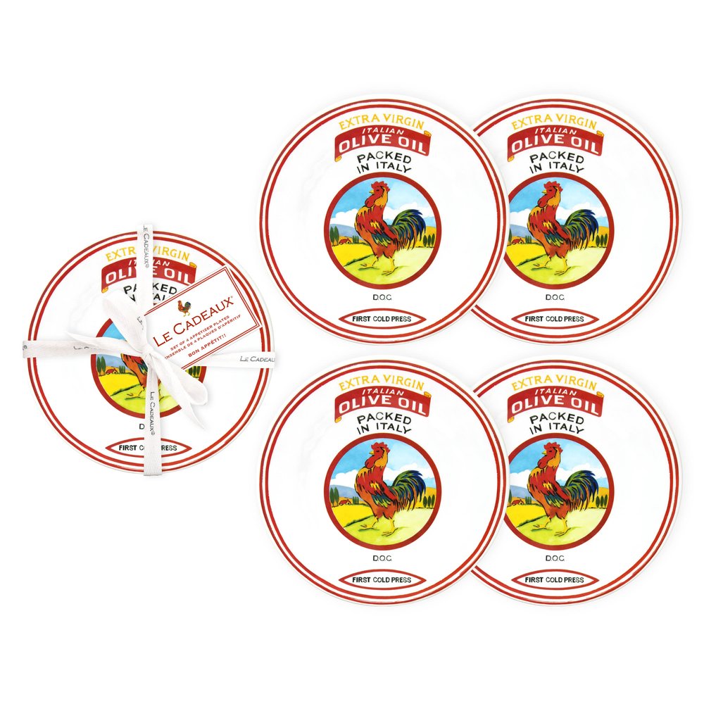 Vintage Olive Italy Appetizer Plates- Set Of 4