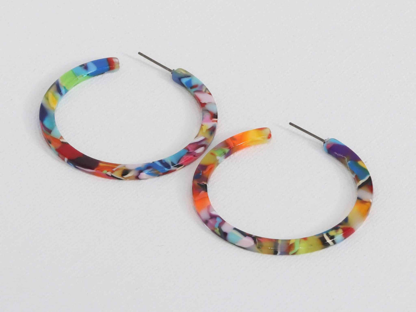 Sophia Hoop Resin Earrings - Red/Orange/Lilac