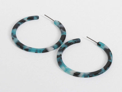 Sophia Hoop Resin Earrings - Blue/Black