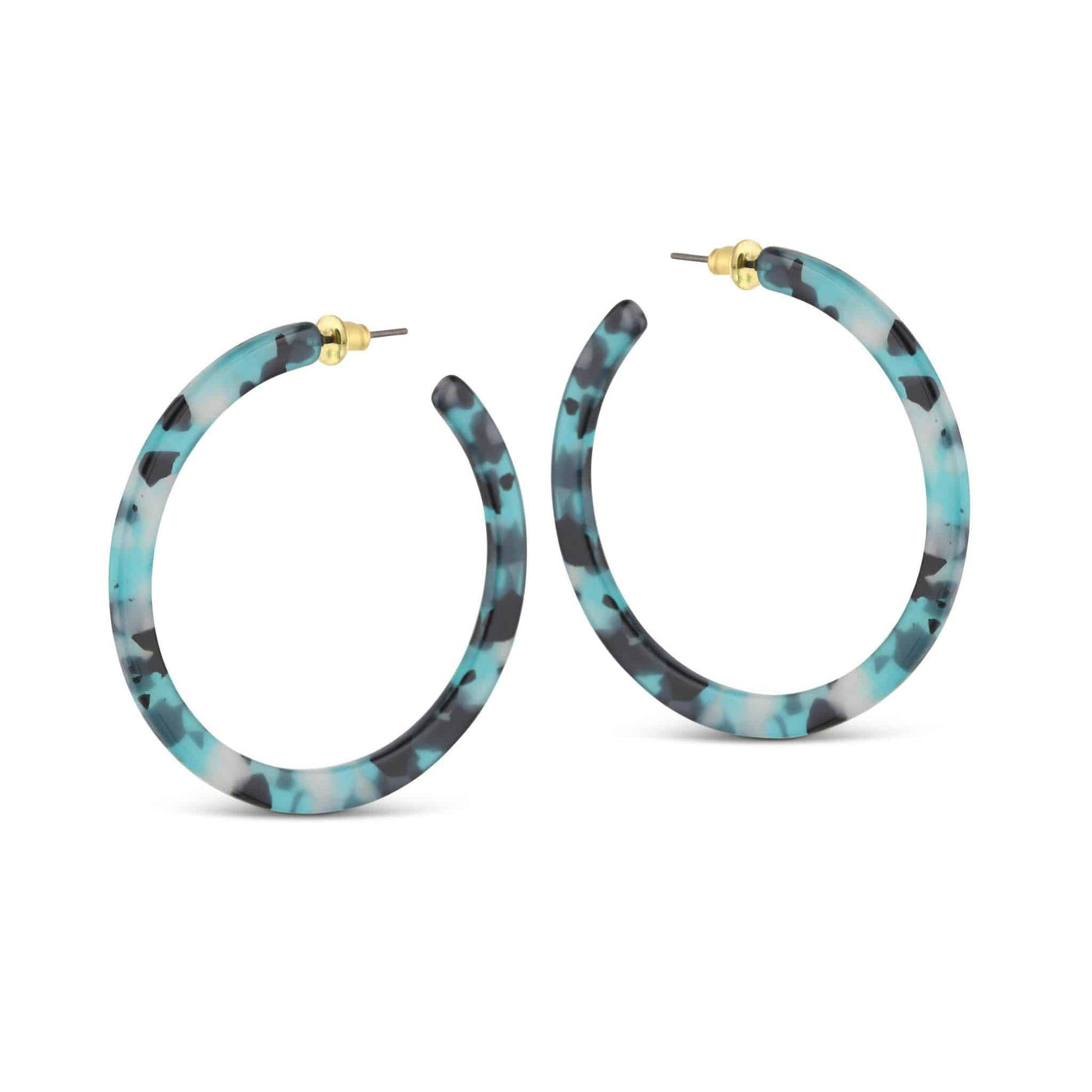 Sophia Hoop Resin Earrings - Blue/Black