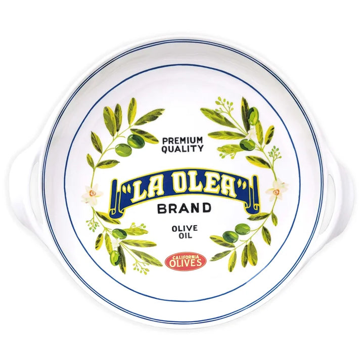 Vintage Olive Large Shallow Handled Bowl