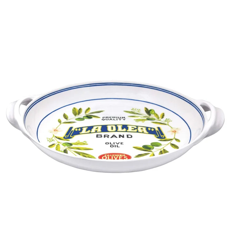 Vintage Olive Large Shallow Handled Bowl