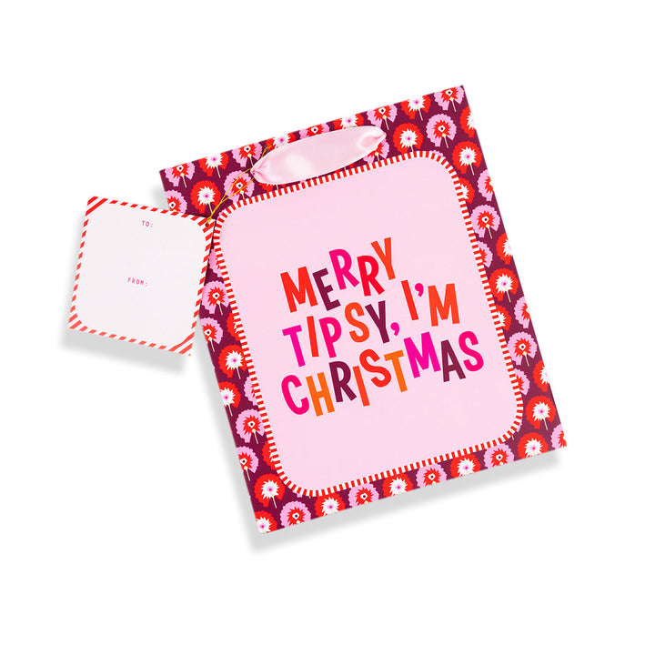 Merry Tipsy Christmas Gift Bag - Medium