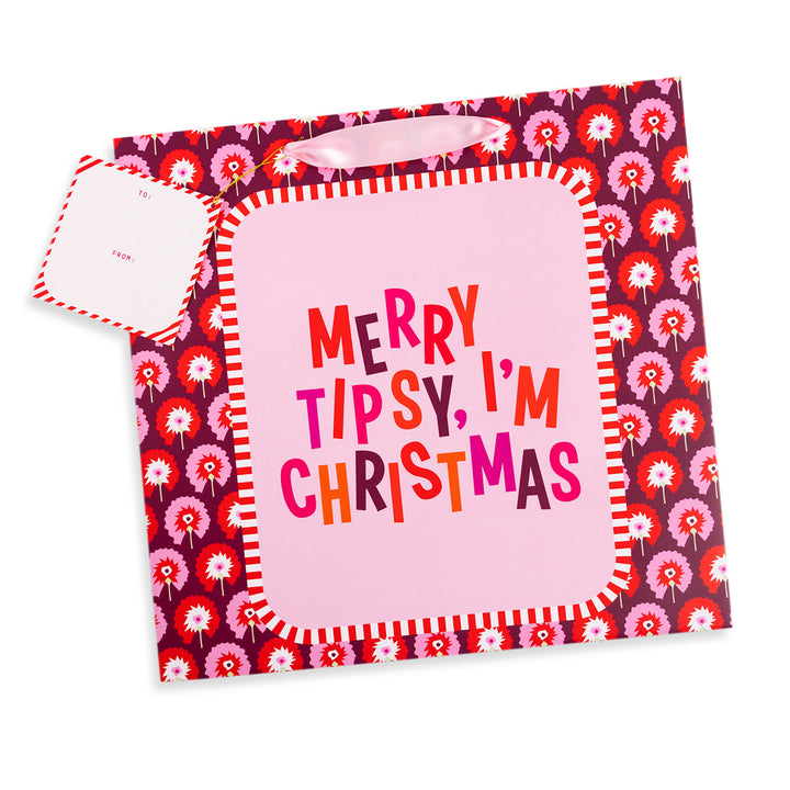 Merry Tipsy Christmas Gift Bag - Large