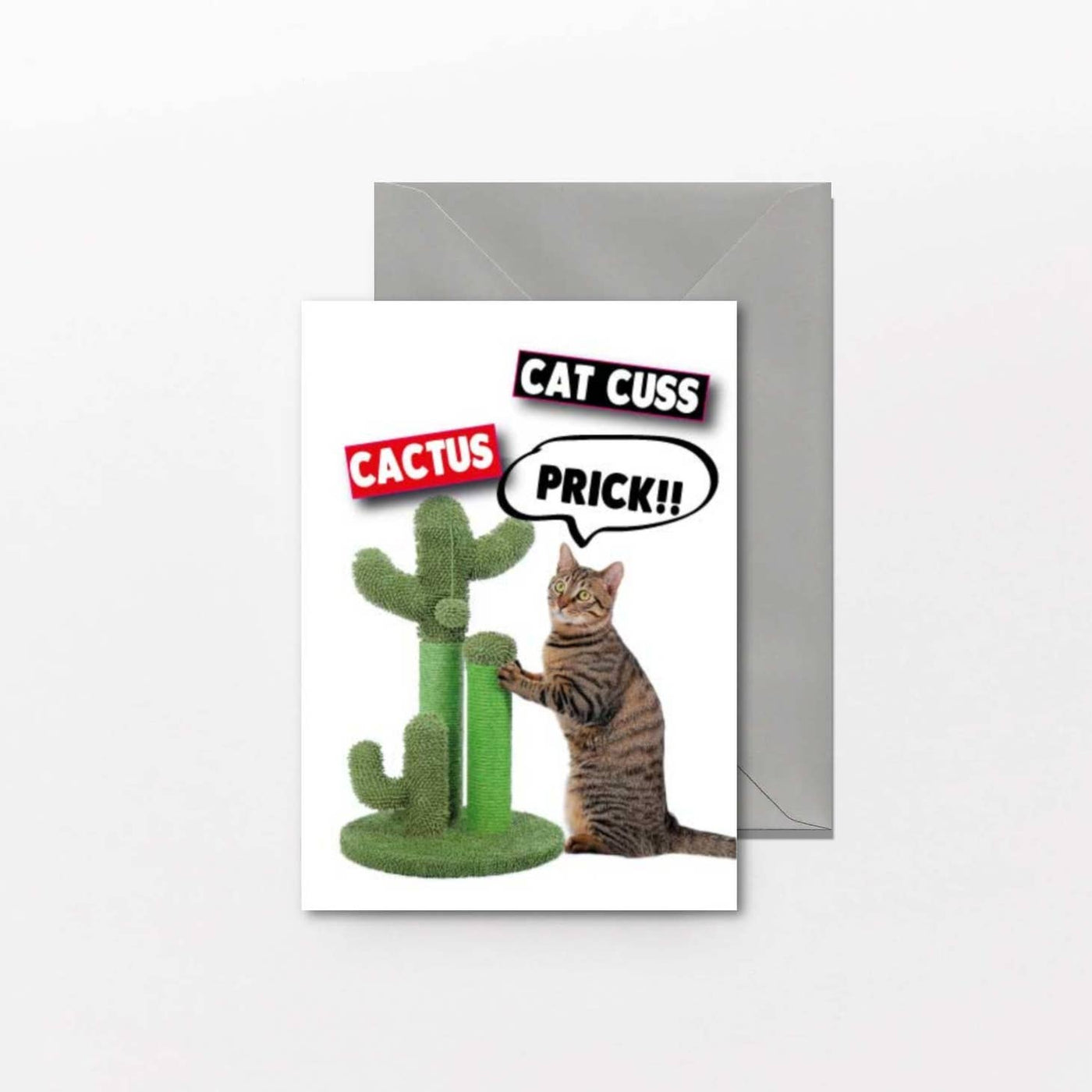 Cactus Cat Cuss Greeting Card