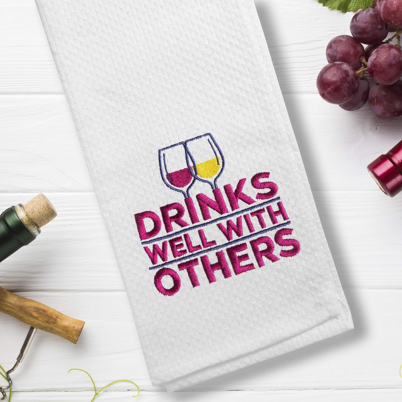 Drinks Well Embroidered Tea Towel