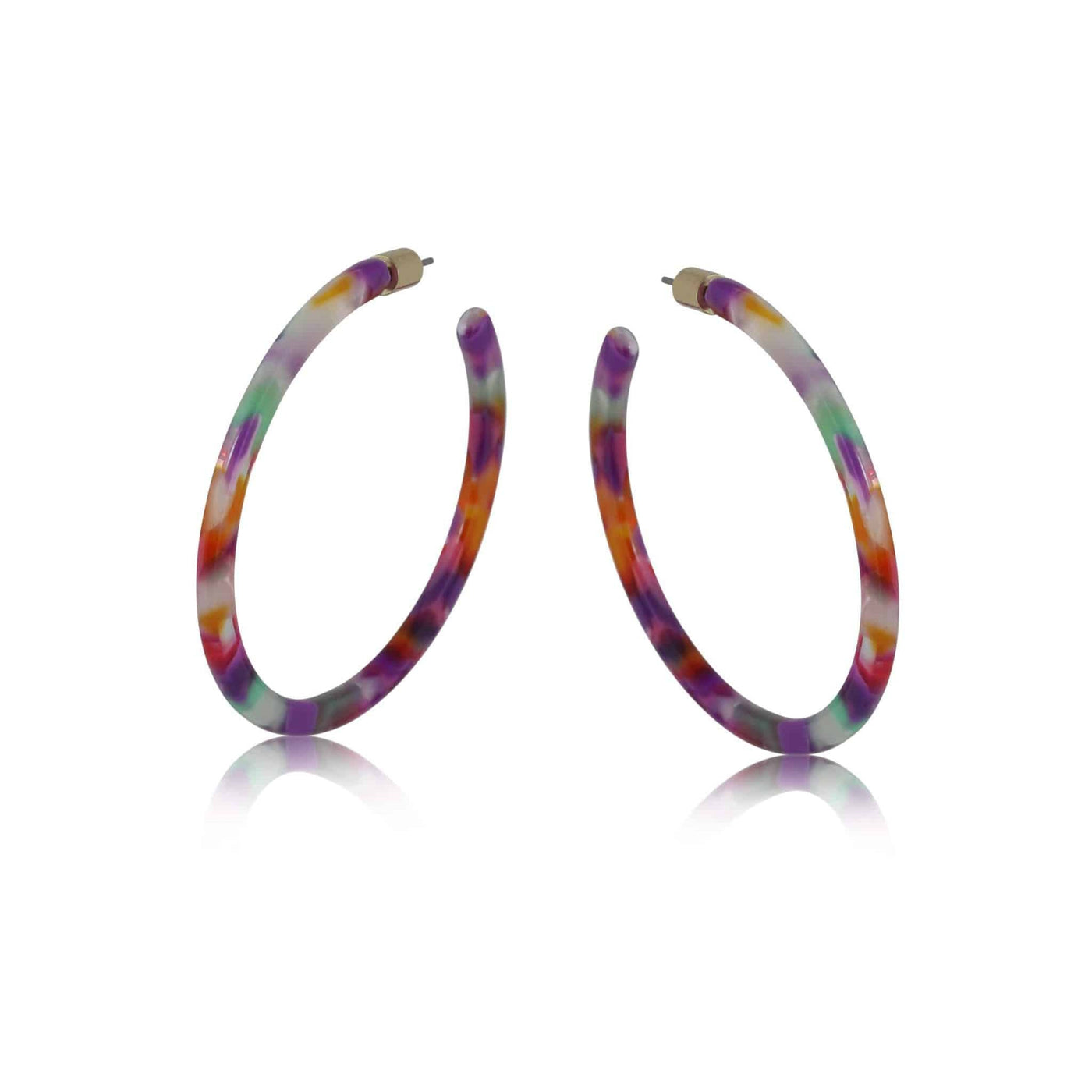 Erica Oval Hoop Resin Earrings - Pink/Purple