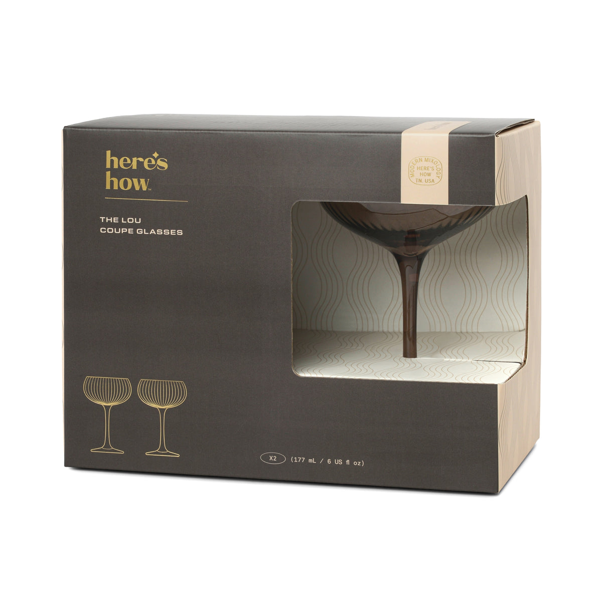 The Lou Coupe Glass - Smoke Set of 2