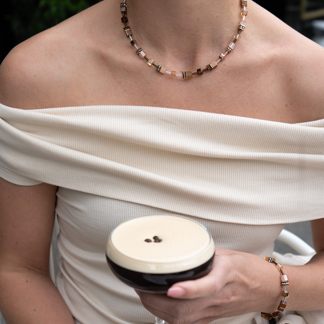 GeoCube Iconic Necklace - Mocha Mousse