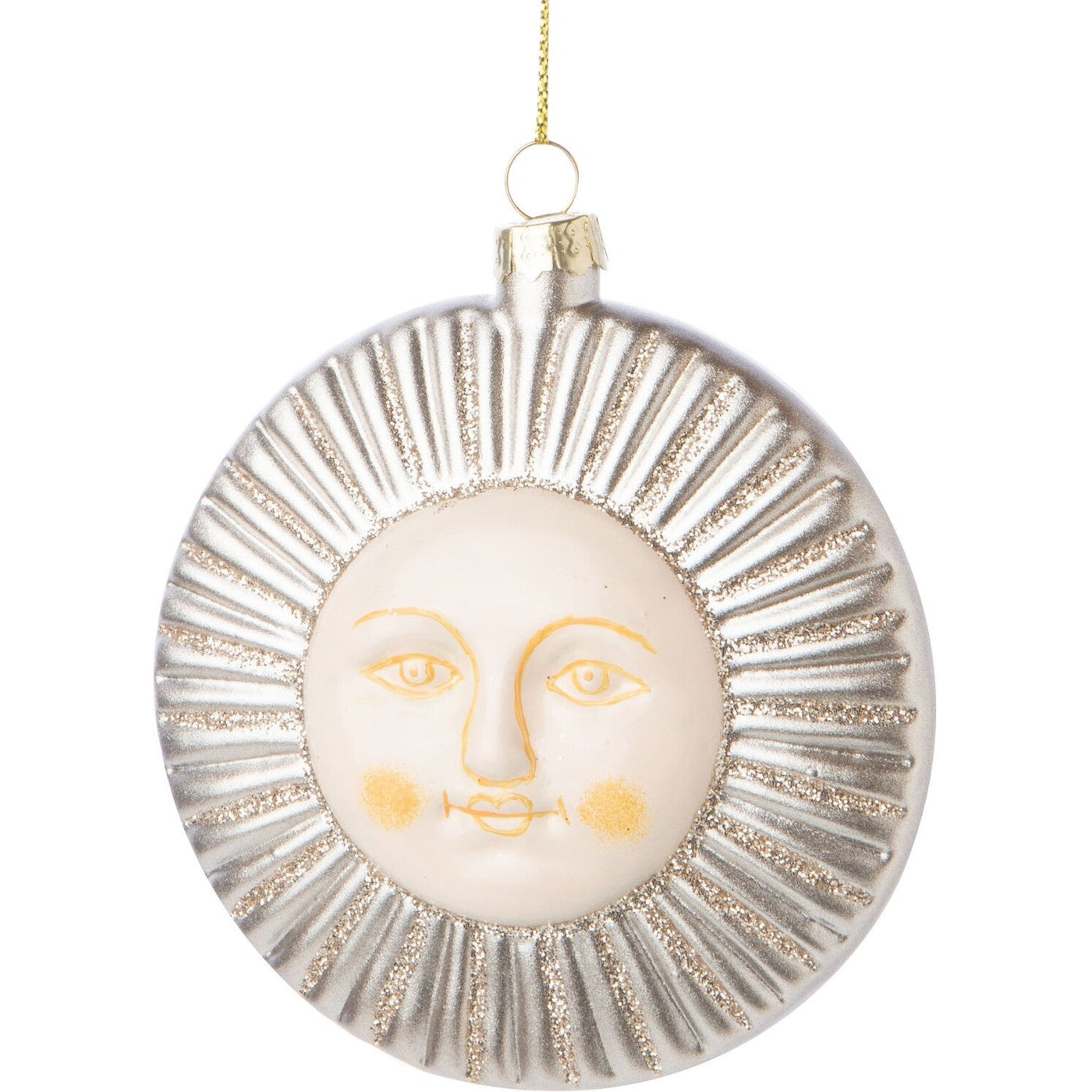 Glass Sun With Cream Face Ornament