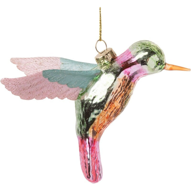 Iridescent Hummingbird Glass Ornament